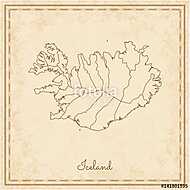 Izland régió térkép: stilizált régi kalóz pergament vászonkép, poszter vagy falikép