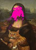 Mona lisa macskával, pink festékkel (Barokk & Graffiti) vászonkép, poszter vagy falikép