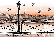 Napnyugta a Seine-folyó partján, a Pont des Arts-tól Párizsban vászonkép, poszter vagy falikép