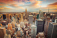 Napnyugta kilátás New York City városára, Manhattan felett vászonkép, poszter vagy falikép