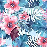 Seamless tropical pattern 3. Watercolor illustration vászonkép, poszter vagy falikép