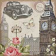 London vintage postcard. vászonkép, poszter vagy falikép