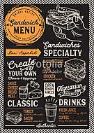 Sandwich restaurant menu. Vector food flyer for bar and cafe. De vászonkép, poszter vagy falikép