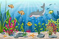 Vízalatti világ halakkal és delfinnel vászonkép, poszter vagy falikép