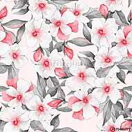 Floral seamless pattern 1. Watercolor background with white flow vászonkép, poszter vagy falikép