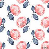 Floral seamless pattern. Watercolor background with red flowers vászonkép, poszter vagy falikép