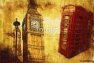 London oil art illustration vászonkép, poszter vagy falikép