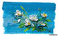 Absztrakt fehér virágok kompozíciója (olajfestmény reprodukció) vászonkép, poszter vagy falikép