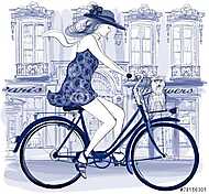 Párizsi kerékpáros nő vászonkép, poszter vagy falikép
