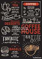 Coffee restaurant menu. Vector drink flyer for bar and cafe. Des vászonkép, poszter vagy falikép