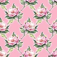 Seamless pattern, watercolor pink roses vászonkép, poszter vagy falikép