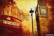 London oil art illustration vászonkép, poszter vagy falikép