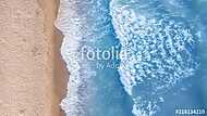 Wave on the beach as a background. Beautiful natural background at the summer time. Aerial seascape from drone at the summer tim vászonkép, poszter vagy falikép