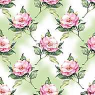 Watercolor floral seamless pattern with hand painted roses vászonkép, poszter vagy falikép