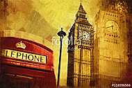 London oil art illustration vászonkép, poszter vagy falikép