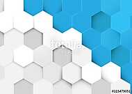 Absztrakt kék és fehér hatszögmintás háttér. Geometriai együttmű vászonkép, poszter vagy falikép