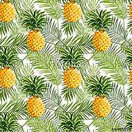 Trópusi pálmafák és ananászok háttere - zökkenőmentes csöpögés vászonkép, poszter vagy falikép