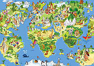 Nagy és vicces világtérkép vászonkép, poszter vagy falikép
