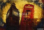 London oil art illustration vászonkép, poszter vagy falikép