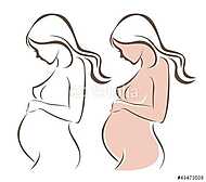 gyönyörű meztelen terhes nő sziluettje vászonkép, poszter vagy falikép