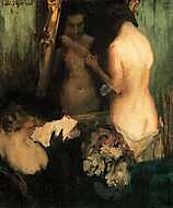 Nő a tükör előtt vászonkép, poszter vagy falikép