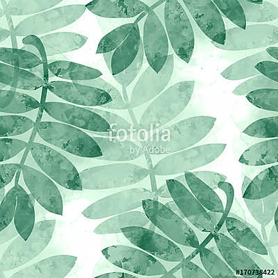 watercolor rowan leaves on white background (fotótapéta) - vászonkép, falikép otthonra és irodába