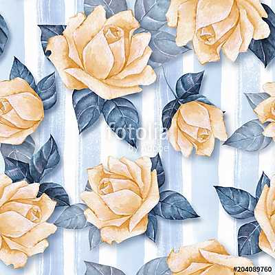 Floral seamless pattern. Watercolor background with beautiful ro (fotótapéta) - vászonkép, falikép otthonra és irodába