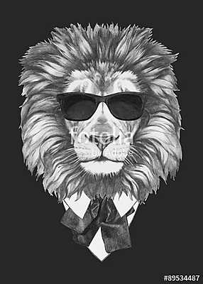 Portrait of Lion in suit. Vector (fotótapéta) - vászonkép, falikép otthonra és irodába