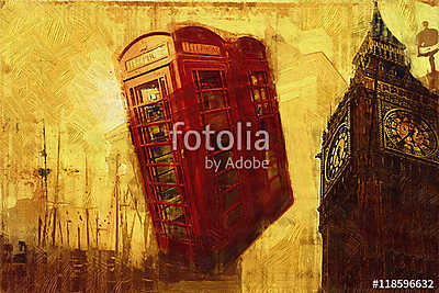 London oil art illustration (poszter) - vászonkép, falikép otthonra és irodába