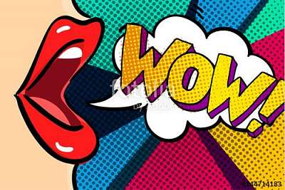 Open mouth and WOW Message (többrészes kép) - vászonkép, falikép otthonra és irodába