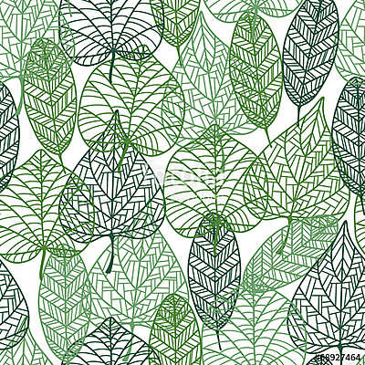 Green leaves seamless pattern (fotótapéta) - vászonkép, falikép otthonra és irodába