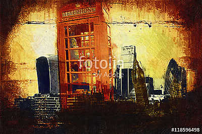 London oil art illustration (bögre) - vászonkép, falikép otthonra és irodába