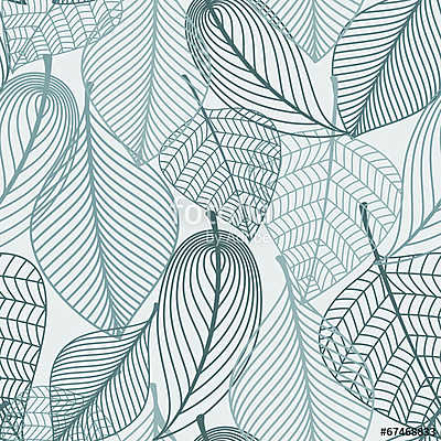 Delicate skeleton leaves seamless pattern (keretezett kép) - vászonkép, falikép otthonra és irodába