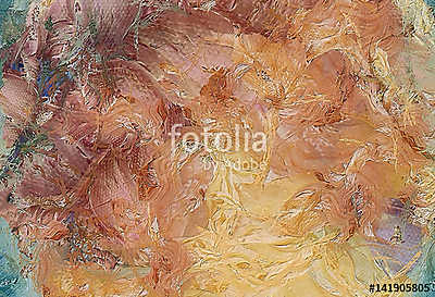 Painting structure with petal pattern, abstract colorful background and graphic effect. (keretezett kép) - vászonkép, falikép otthonra és irodába