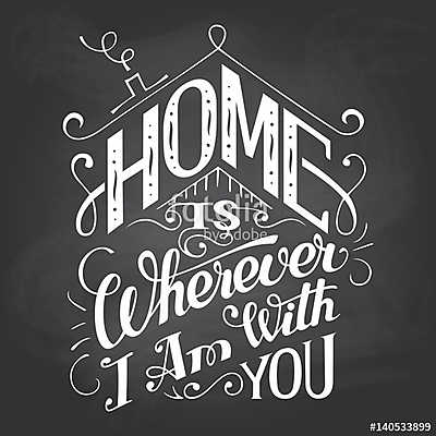 Otthon van bárhol is veled vagyok. Fali táblatábla. Kézzel lette (poszter) - vászonkép, falikép otthonra és irodába