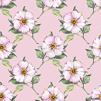 Floral seamless pattern. Watercolor background with white flower (többrészes kép) - vászonkép, falikép otthonra és irodába