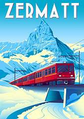 Utazás poszter - Zermatt, Svájc (bögre) - vászonkép, falikép otthonra és irodába