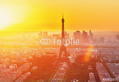 Eiffel-torony és Párizs városképe (keretezett kép) - vászonkép, falikép otthonra és irodába