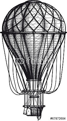 Hőlégballon rajz (keretezett kép) - vászonkép, falikép otthonra és irodába