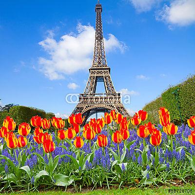 Eiffel-torony tavasszal, Franciaország (fotótapéta) - vászonkép, falikép otthonra és irodába