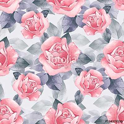 Floral seamless pattern 5. Watercolor background with beautiful  (keretezett kép) - vászonkép, falikép otthonra és irodába