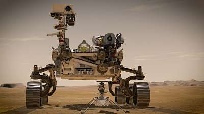 A Perseverance Mars Rover és az Ingenuity portréja (Illusztráció) (bögre) - vászonkép, falikép otthonra és irodába