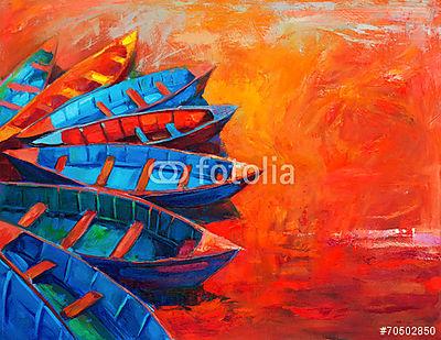 Csónakok napnyugtakor (fotótapéta) - vászonkép, falikép otthonra és irodába