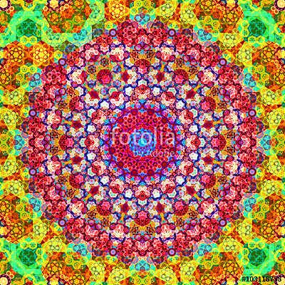 Colorful stained glass mandala kaleidoscope fractal (poszter) - vászonkép, falikép otthonra és irodába