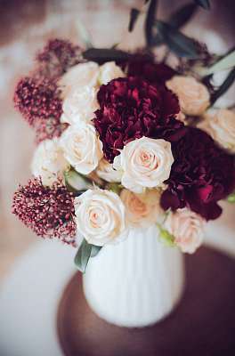 bouquet of roses and carnations (bögre) - vászonkép, falikép otthonra és irodába