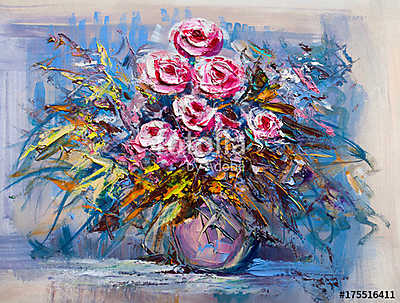 Absztrakt művészi rózsák (olajfestmény reprodukció) (bögre) - vászonkép, falikép otthonra és irodába