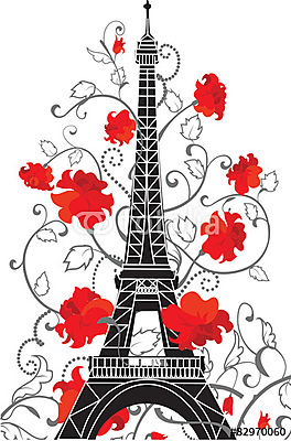 Eiffel-torony vektoros sziluettje (poszter) - vászonkép, falikép otthonra és irodába