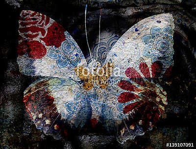 Grunge butterfly (többrészes kép) - vászonkép, falikép otthonra és irodába
