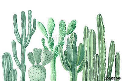 Watercolor Cactus and Succulents (többrészes kép) - vászonkép, falikép otthonra és irodába