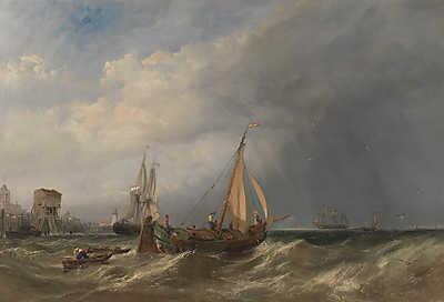 Egy holland bárka kifut a rotterdami kikötőből (poszter) - vászonkép, falikép otthonra és irodába